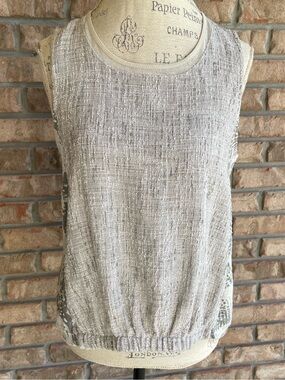 Anthropologie Akemi + Kin Marietta Cocoon Mixed Media Canvas Tweed Tank